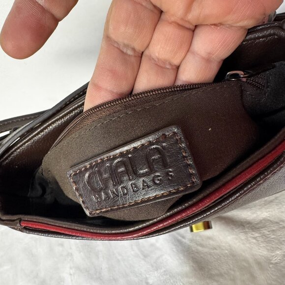 Chala Puppy Paw Print Half Moon Purse Faux Leather Red Brown Crossbody Keychain - Picture 14 of 16